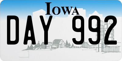 IA license plate DAY992
