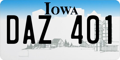 IA license plate DAZ401