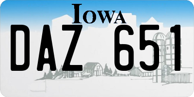 IA license plate DAZ651