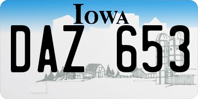 IA license plate DAZ653
