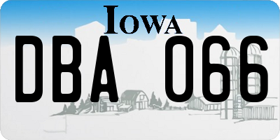 IA license plate DBA066