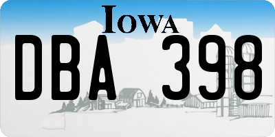 IA license plate DBA398