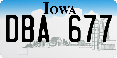 IA license plate DBA677