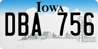 IA license plate DBA756