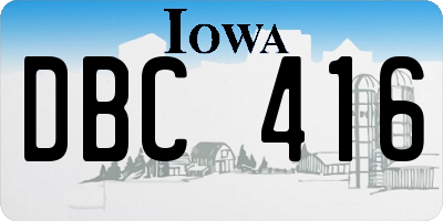 IA license plate DBC416