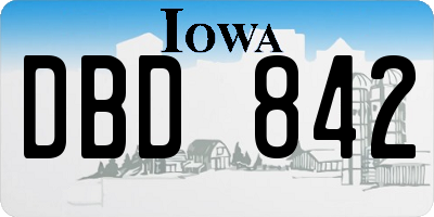 IA license plate DBD842