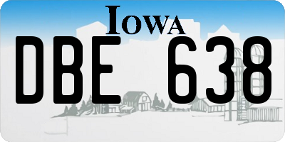 IA license plate DBE638