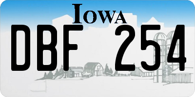 IA license plate DBF254