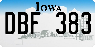 IA license plate DBF383
