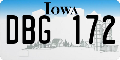 IA license plate DBG172