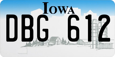 IA license plate DBG612
