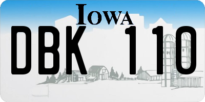 IA license plate DBK110