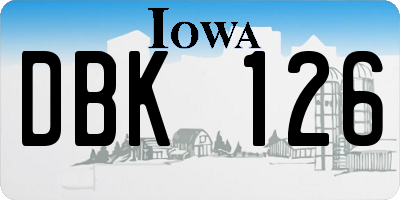 IA license plate DBK126