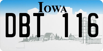 IA license plate DBT116
