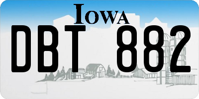 IA license plate DBT882