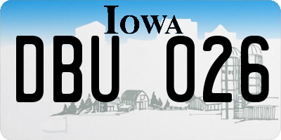 IA license plate DBU026