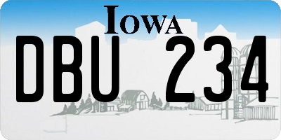 IA license plate DBU234