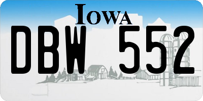 IA license plate DBW552