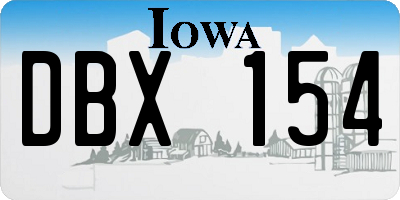 IA license plate DBX154