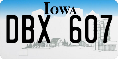 IA license plate DBX607