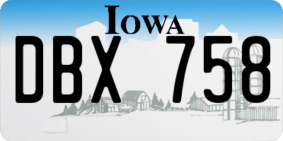 IA license plate DBX758