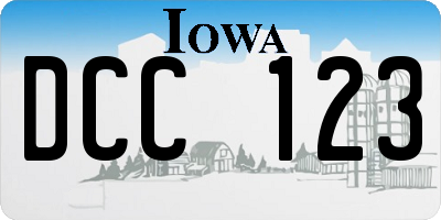 IA license plate DCC123