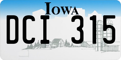 IA license plate DCI315