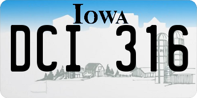 IA license plate DCI316
