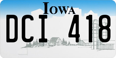 IA license plate DCI418