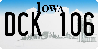 IA license plate DCK106