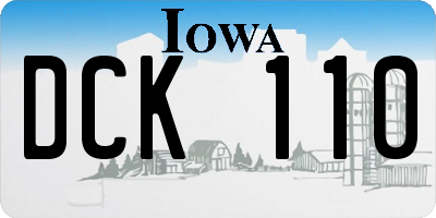 IA license plate DCK110