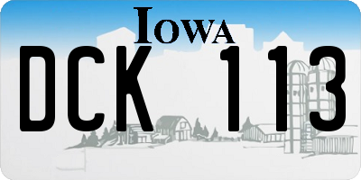 IA license plate DCK113