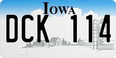 IA license plate DCK114