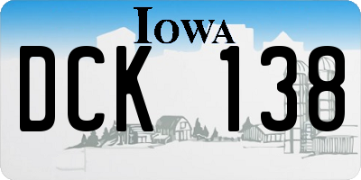 IA license plate DCK138