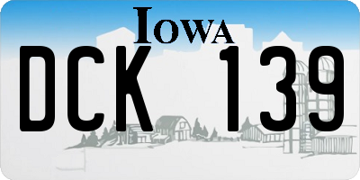 IA license plate DCK139