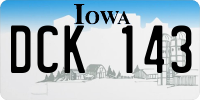 IA license plate DCK143