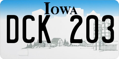 IA license plate DCK203