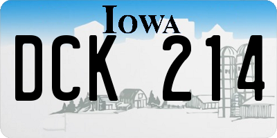 IA license plate DCK214
