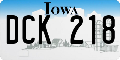 IA license plate DCK218