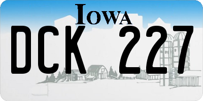 IA license plate DCK227