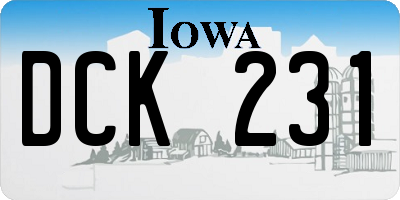 IA license plate DCK231