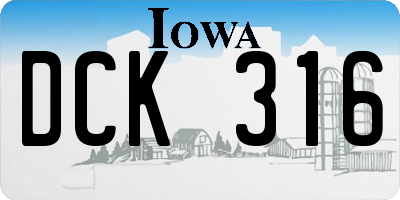 IA license plate DCK316