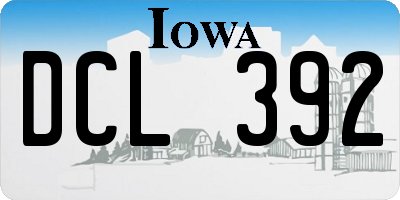 IA license plate DCL392