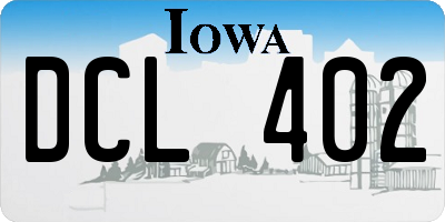 IA license plate DCL402