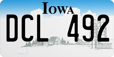 IA license plate DCL492
