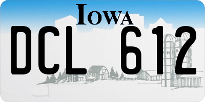 IA license plate DCL612