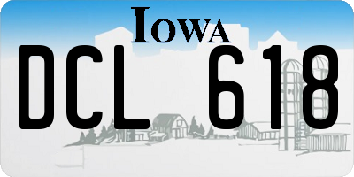 IA license plate DCL618