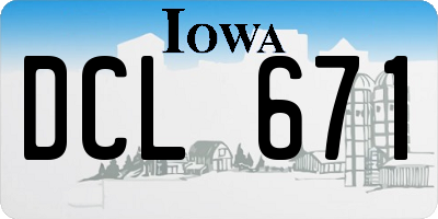 IA license plate DCL671