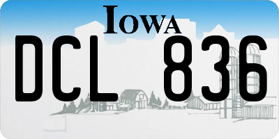 IA license plate DCL836