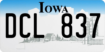IA license plate DCL837